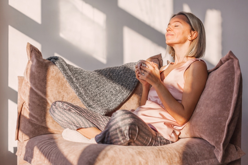 A patient relaxing with dentures